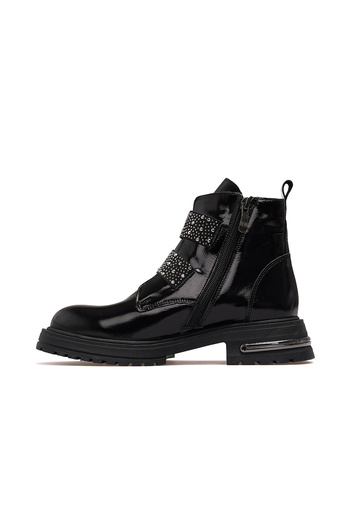 Mammamia Γυναικείες μπότες από γνήσιο δέρμα Casual Boots 25k D25kb-8175 Z Μαύρο λουστρίνι