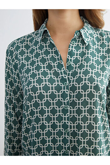 LC Waikiki Lcwaikiki Classic Green Patterned Women's Shirt