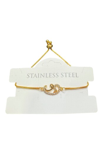 zarifje Gold Color Double'Vav' Adjustable Steel Bracelet
