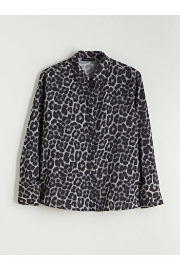 LC Waikiki Lcwaikiki Classic Black Leopard Print Women's Shirt