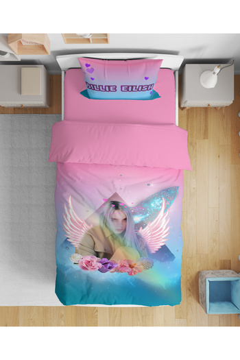 Erays Home Billie Eilish Patterned 3D Digital Printed Single Size Teenage Girl Duvet Cover Set Without Sheets