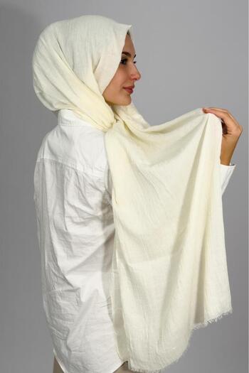 Betimoda Bamboo Kraş Solid Color Shawl Ecru