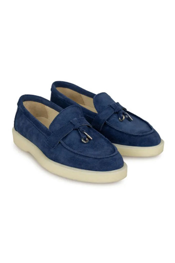 Piello Women's loafers, suede, Casual, Navy blue