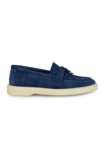 Piello Women's loafers, suede, Casual, Navy blue
