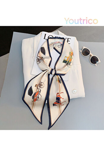 Youtrico Patterned silk scarf,Double Sided Headband&neckerchief,Autumn&winter atmosphere