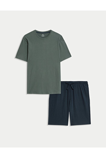 Marks & Spencer Pure Cotton Geometrik Desenli Pijama Takımı
