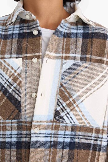 DeFacto Erkek Çocuk Oversize Geniş Kalıp Polo Yaka Flanel Uzun Kollu Gömlek F4097A825WN