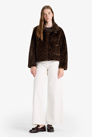DeFacto Regular Fit Leopard Patterned Faux Fur F2924Ax25Wn