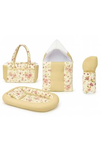 KIDS TOYLAND Toyland 5-in-1 Newborn Baby set - Baby nest bed, Sleeping bag, Pillow & accessories with cute printe