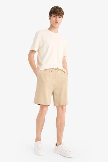 DeFacto 100% Cotton Regular Fit Waffle Shorts D9770Ax25Sm