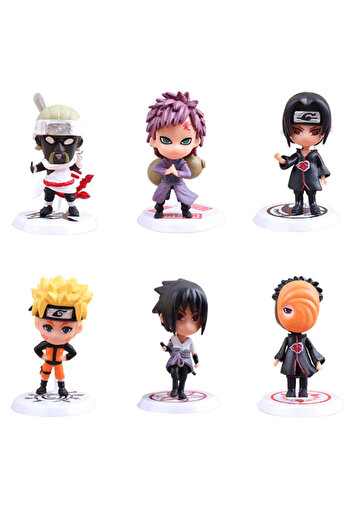 HALAMODO 6-Piece Q-Version Naruto Shippuden Collectible Action Figure Model Toy Set For Kids