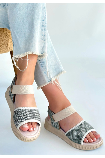 Işıltı kidss Jake green wicker leather sandals