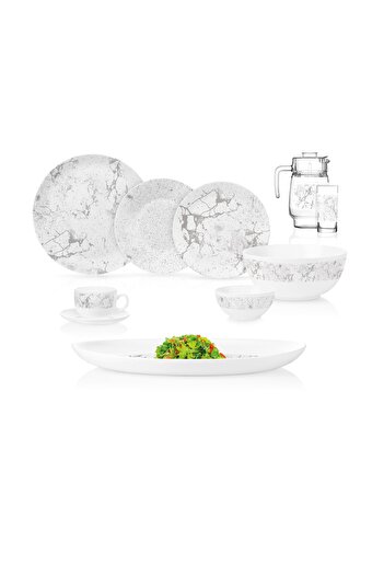 Luminarc Diwali Tectum Opal Glass Dinner Set, 46 pcs