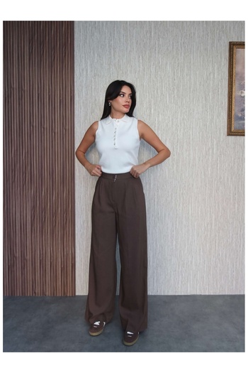 ESRAHELVACI Pleat Detail Palazzo Trousers