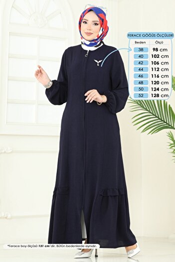 ModaMerve Skirt with Ruffles, Coat, Ferace 1206Dlb1088-Ms Navy