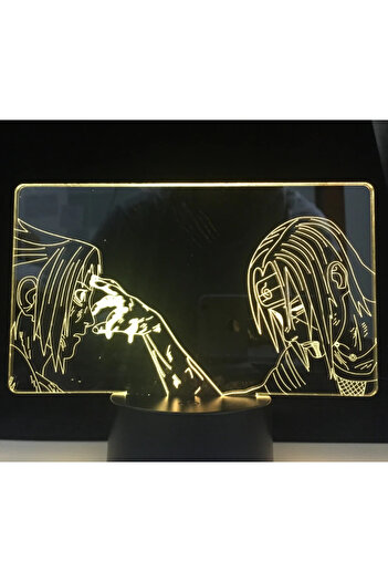 No branded 3D RGB Lamp, Sasuke and Itachi, Forehead Touch, 16 Adjustable Colors, Remote Control, 20x15 cm