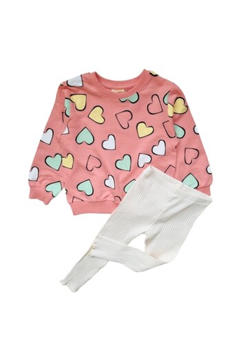 Miniworld - Casual girls' set made of cotton with heart print, leggings, age 4-5 years, 110 cm, Mult