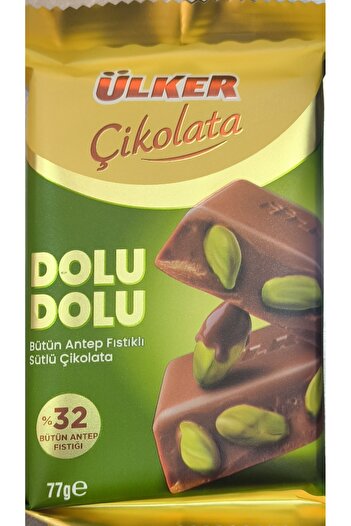 Ülker Full Cream Milk Whole Pistachio Chocolate 77 Gr X 9 Pieces (693 Gr)