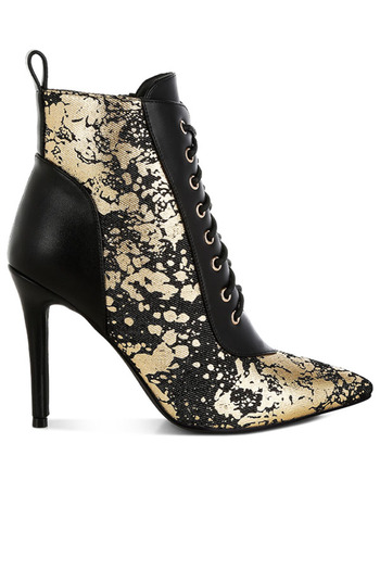 london Rag Women Black Abstract Pattern Lace-Up Ankle Boots