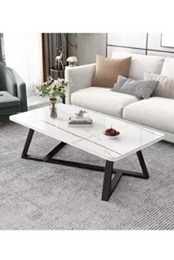 AGD Rectangular Coffee Table with Steel Frame Legs and Stylish Large Desktop