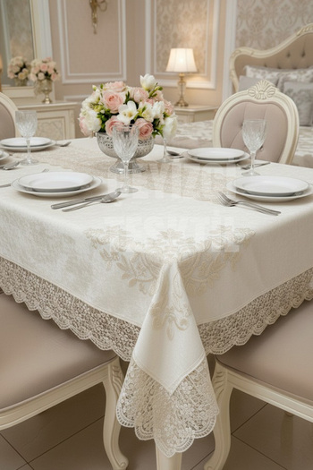 Çt Çeyizci Tekstil Velvet Single Tablecloth 160X220Cm |   Lace Dining Tablecloth 160X220Cm Single Table