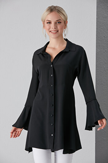 MONAMORE Sleeves Spanish Style Side Slit Long Elegant Shirt