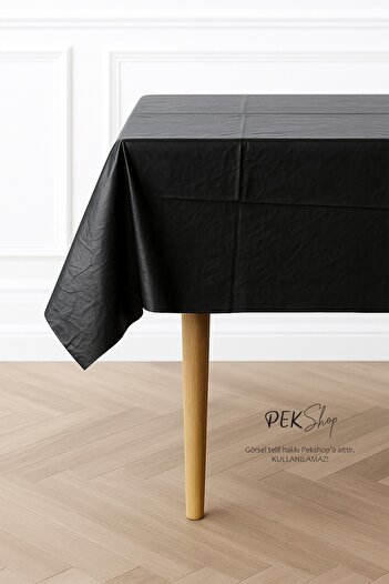 PEKSHOP Reusable Black Tablecloth Luxury Plastic Table Cover Black
