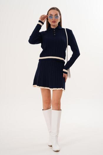 ŞİMAL Women's Polo Neck Skirted Knitwear Set 255171 -