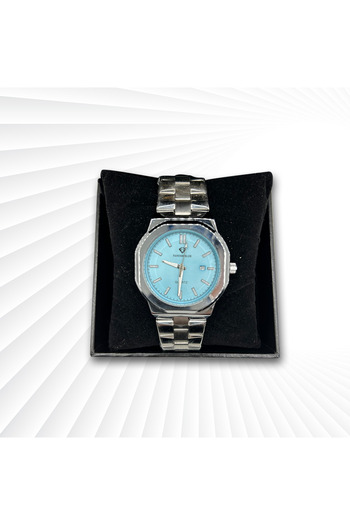FANDER BLUE Luxury men's watch with steel strap and blue dial