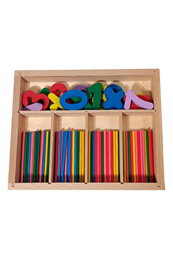 Wertcraft Joc educativ de matematică, bețe de lemn și numere, 23 cm