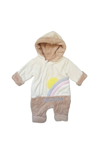 Miniworld Baby jumpsuit with velvet hood, fleece lined, Rainbow, age 3-6 months, 68 cm, Brown