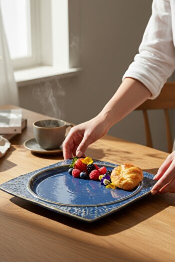 İREA PORSELEN Livelli Rhea 25 cm Porcelain Square Serving Plate 6 Pieces