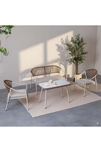 Danube Home Vitara 4-Seater Outdoor Sofa Set | Steel Frame Garden Furniture | Modern Patio Seating
