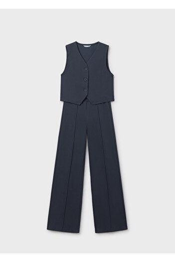 MAYORAL 7582-11 Girl's Dark Blue Vest Suit