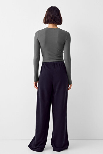 VODENS Crew Neck Anthracite Basic Ultra Soft 100% Cotton Long Sleeve Bodysuit
