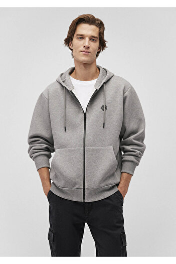 Mavi Men's Zippered Gray Melange Sweatshirt 066979 -34686