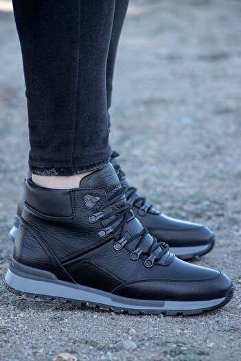 GÜLERSHOES Εγγυημένα Γνήσιο Δέρμα Αδιάβροχη Αντιολισθητική Σόλα Ορθοπεδικές Χειμερινές Ανδρικές Μπότες Μέγεθος 40-41-42-43-44