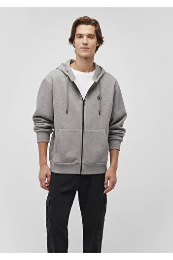 Mavi Men's Zippered Gray Melange Sweatshirt 066979 -34686
