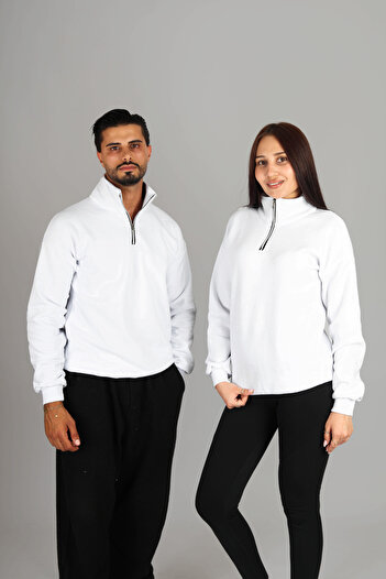 Jooy Half Zipper Sweatshirt Dear Couple Combination White Set of 2
