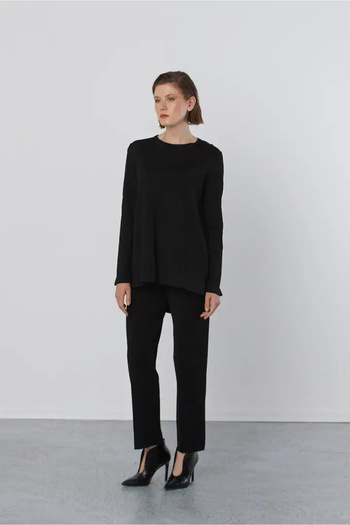 Nuss Basic Tunic Front Short Back Long Tunic - 902 Black