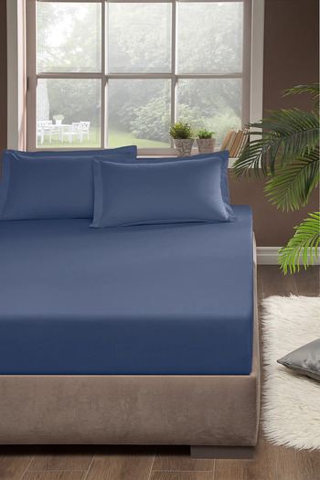 Pierre Cardin Cotton Fitted Sheet 180X200 Indigo