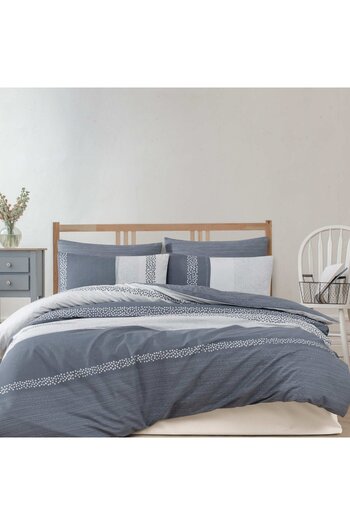 Caressa Lenjerie de pat bumbac ranforce, Vesta Blue, 2 persoane, albastru, set 4 piese