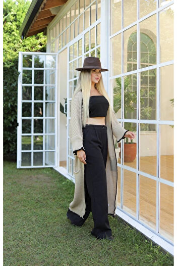 Wear Up Long cardigan shepherd stitch beige