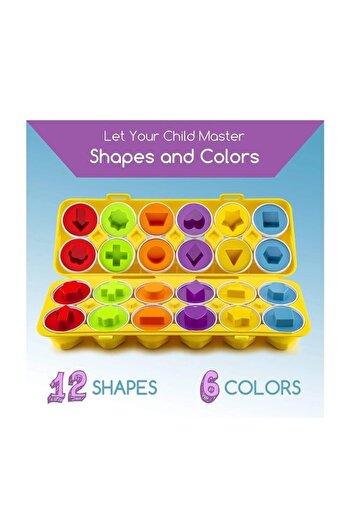 OEM Montessori Educational Game Set, 12 egg shapes, 6 colors, matching shapes and learning colors, multi