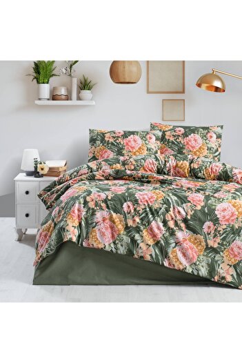 Caressa Lenjerie de pat bumbac, Garden, 2 persoane, multicolor, set 4 piese