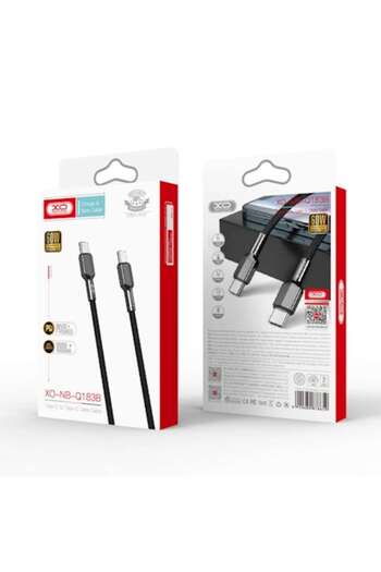 Xo Cable for Charging and Data Transfer NB-183B, 2X USB TYPE-C, 3A, 60W, 1M, Black