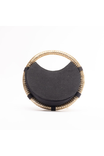 crystalicious Nature Embroidered Design Bracelet Ring Casual & Evening Party Beige Circular Bag