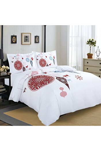Caressa Christmas Bedding Set, Polyester, HFJ-01 XMAS, 2 People, Multicolor, 4 Pieces