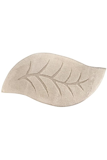 SANIPLAST Magnolia Bath Rug, Non-slip, Leaf Shape, Beige, 55 x 100 cm