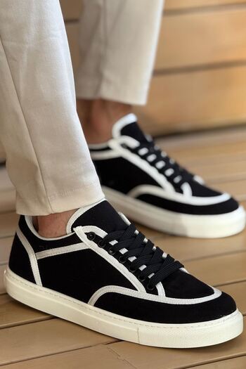 Zerenyus Zr-2505 Casual Linen Daily Men's Shoes Black White